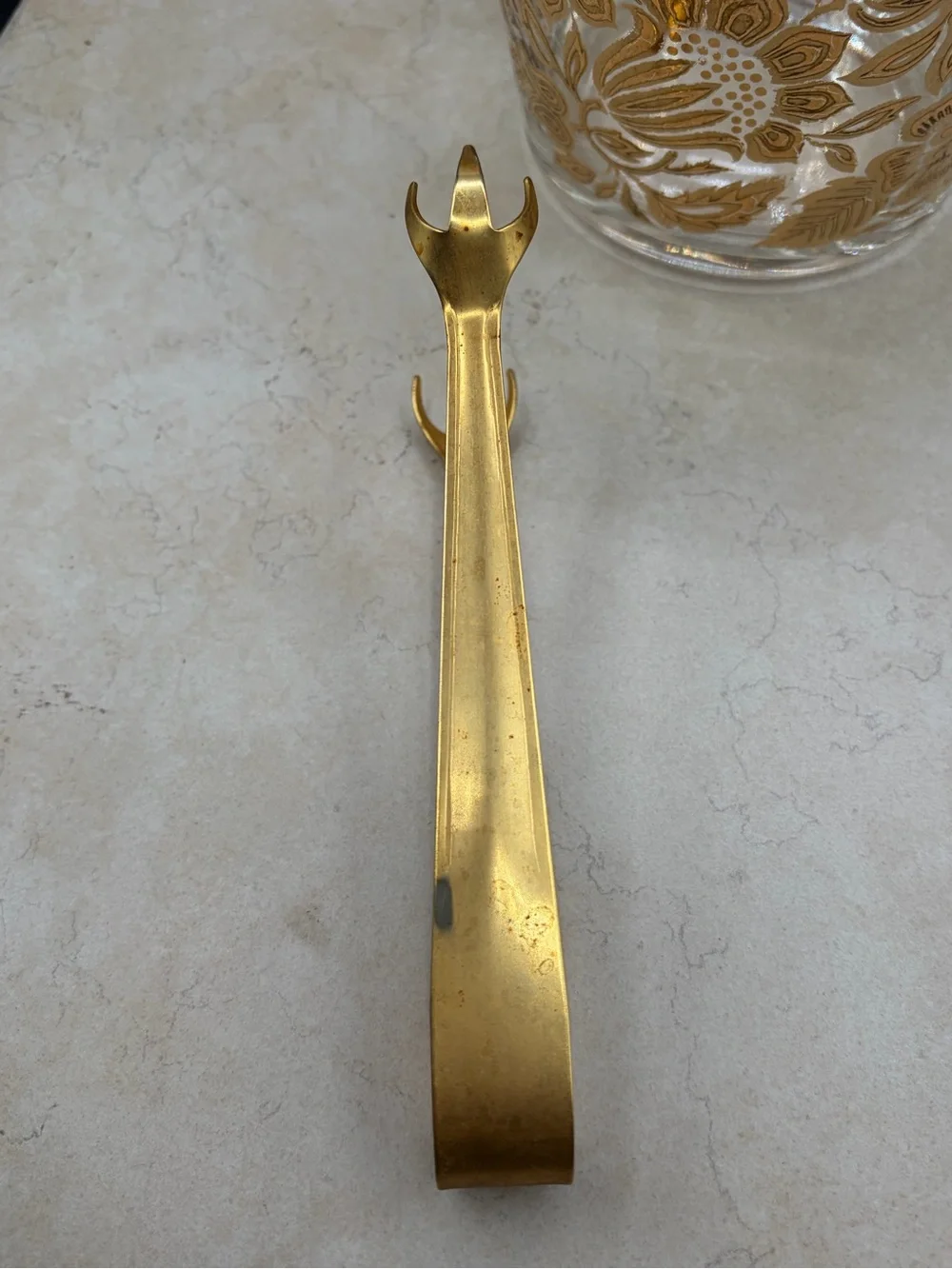 1960's Georges Briard MCM Persian Garden Ice Bucket And Tongs 22k Gold Embellish